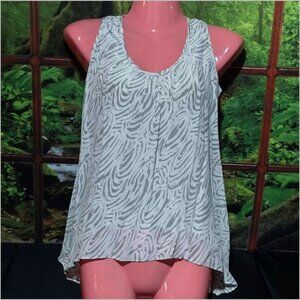 Small-Grey and White Slinky Spiral Swirl Racerback Top